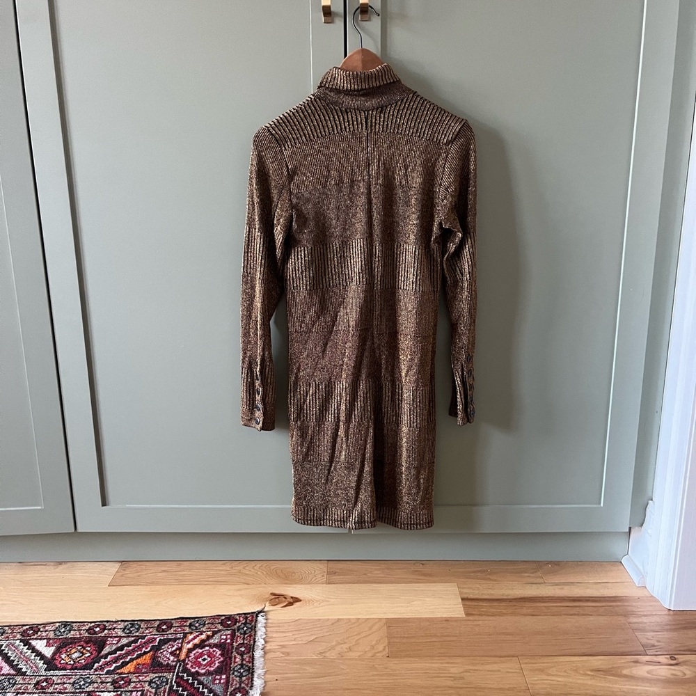 Annie 50 gold turtleneck dress